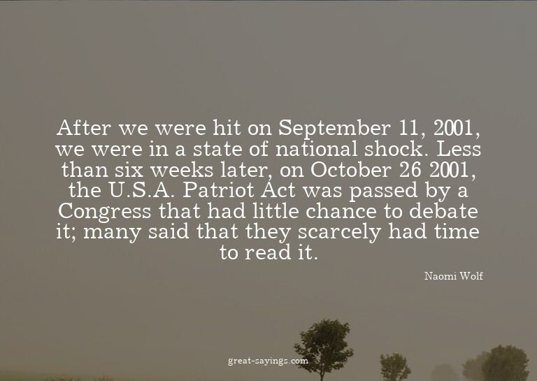 After we were hit on September 11, 2001, we were in a s