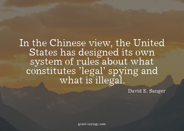 In the Chinese view, the United States has designed its