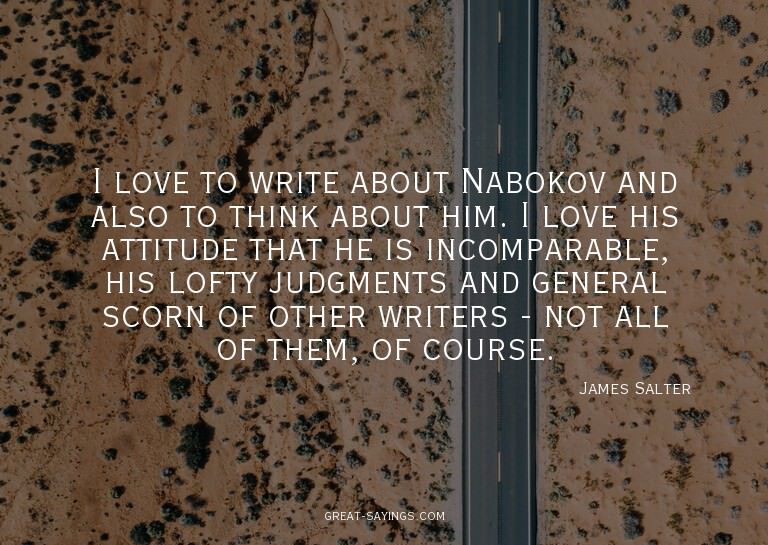I love to write about Nabokov and also to think about h