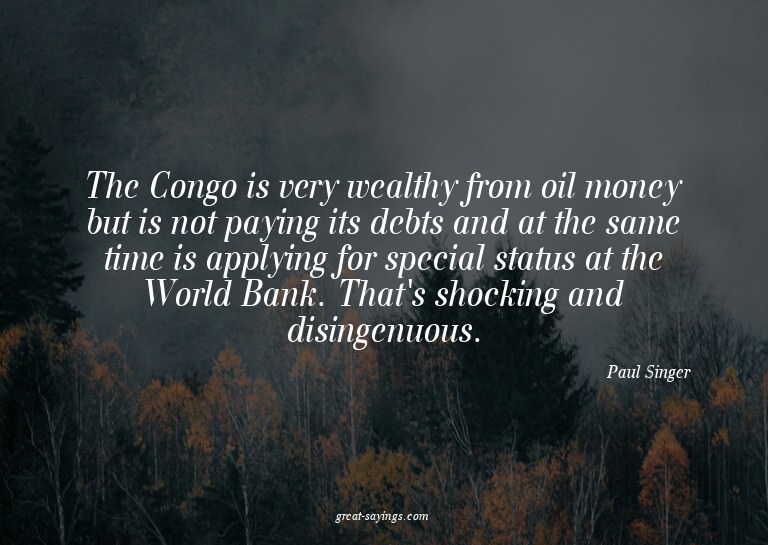 The Congo is very wealthy from oil money but is not pay