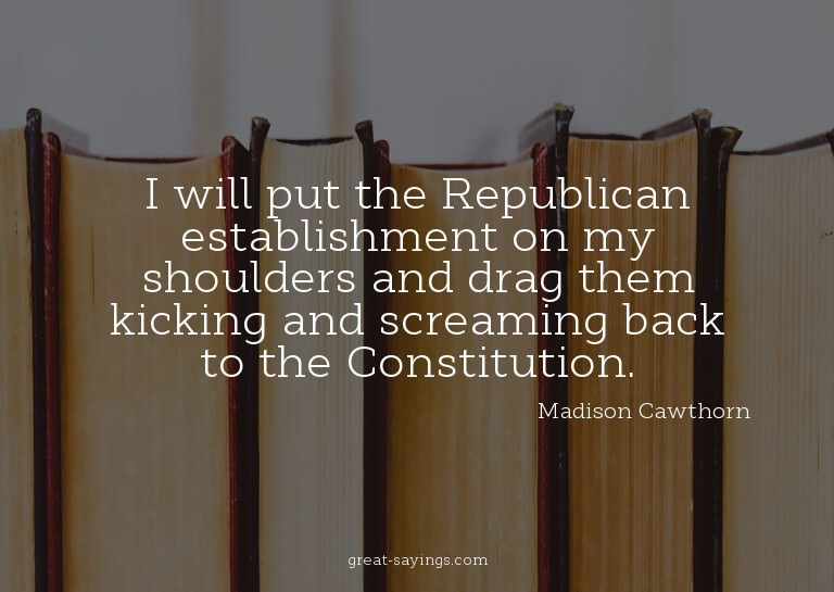 I will put the Republican establishment on my shoulders