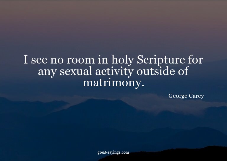 I see no room in holy Scripture for any sexual activity