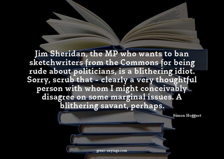 Jim Sheridan, the MP who wants to ban sketchwriters fro