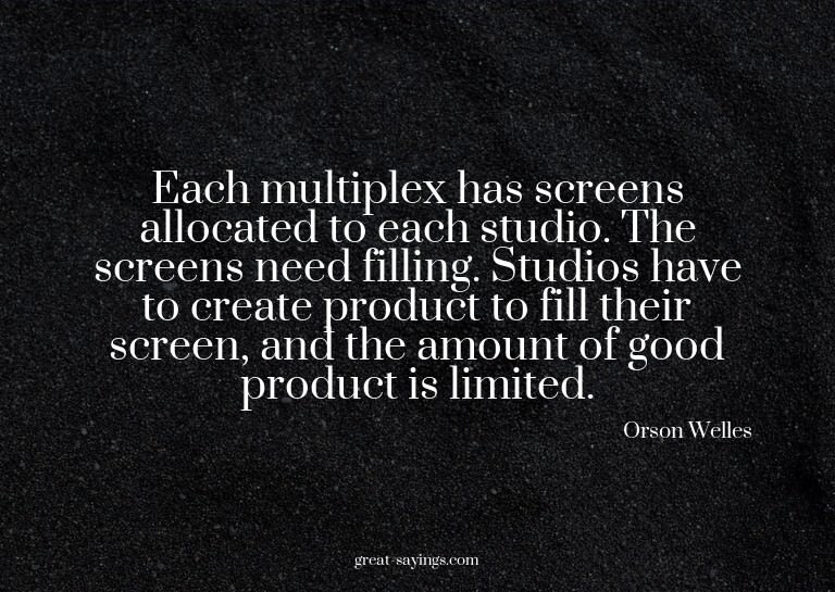 Each multiplex has screens allocated to each studio. Th