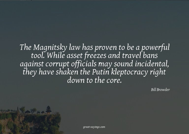 The Magnitsky law has proven to be a powerful tool. Whi