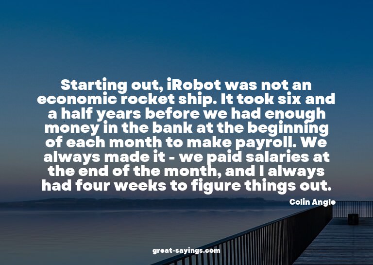 Starting out, iRobot was not an economic rocket ship. I