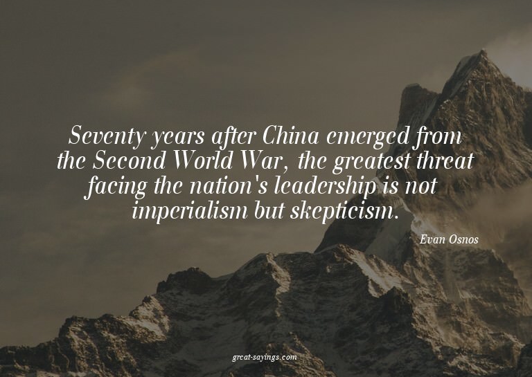 Seventy years after China emerged from the Second World
