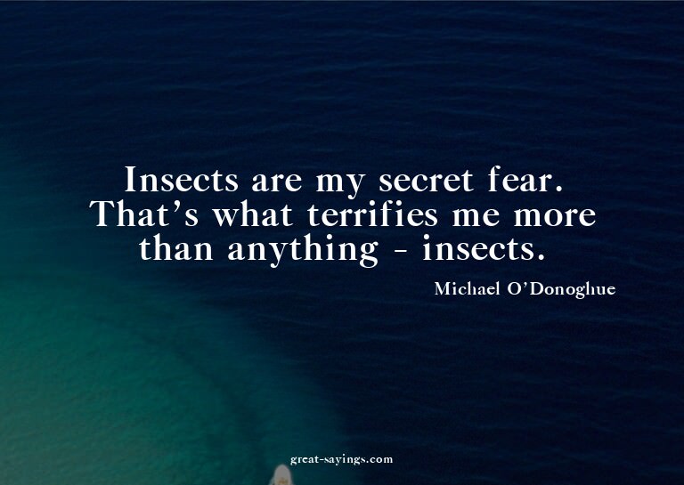 Insects are my secret fear. That's what terrifies me mo