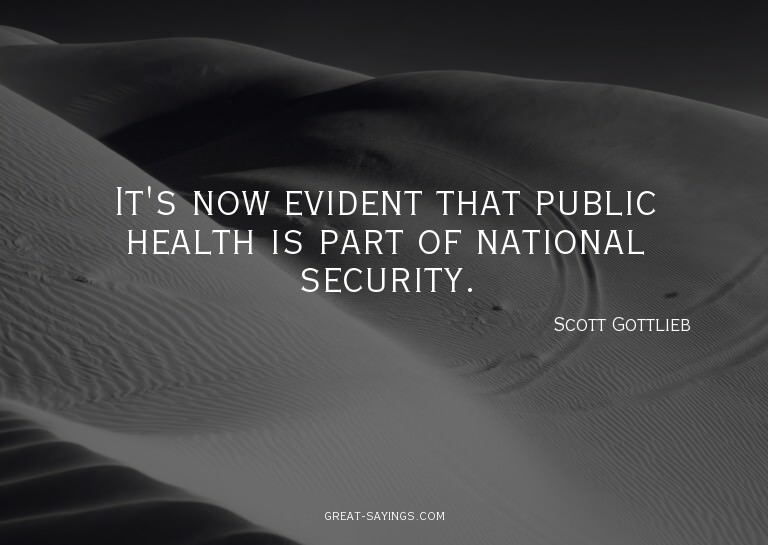 It's now evident that public health is part of national