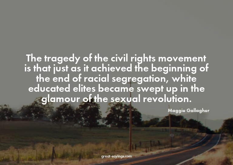 The tragedy of the civil rights movement is that just a