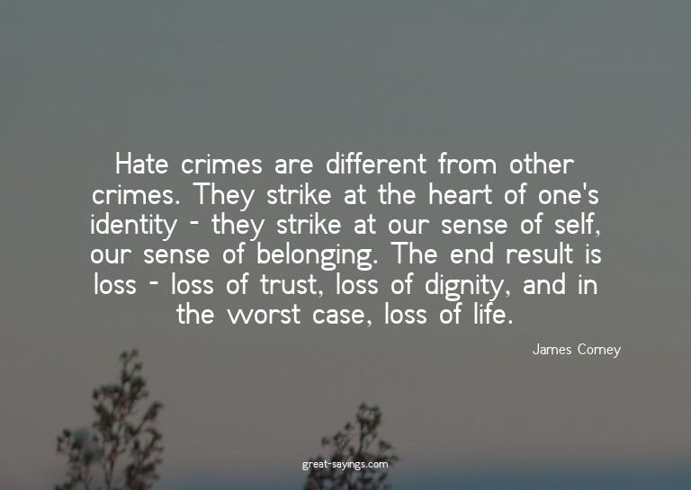 Hate crimes are different from other crimes. They strik