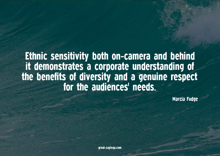 Ethnic sensitivity both on-camera and behind it demonst