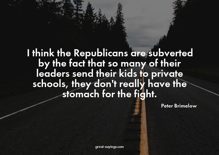 I think the Republicans are subverted by the fact that