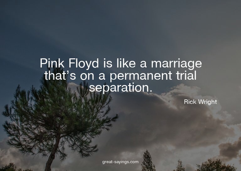Pink Floyd is like a marriage that's on a permanent tri