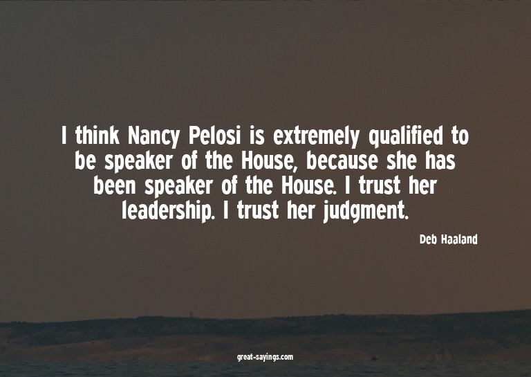 I think Nancy Pelosi is extremely qualified to be speak