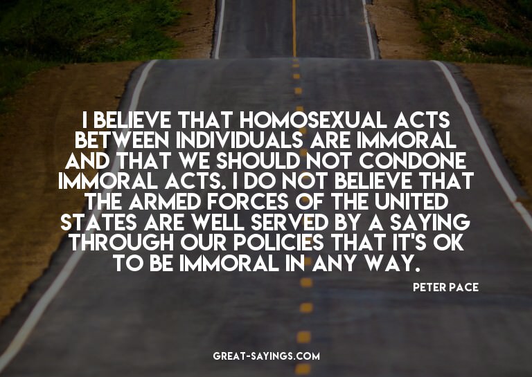 I believe that homosexual acts between individuals are