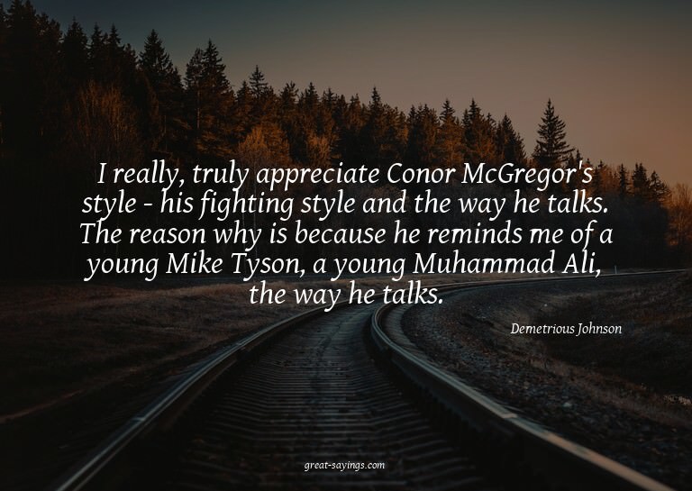 I really, truly appreciate Conor McGregor's style - his