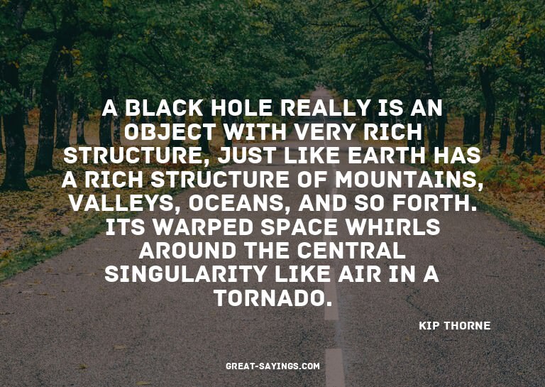 A black hole really is an object with very rich structu