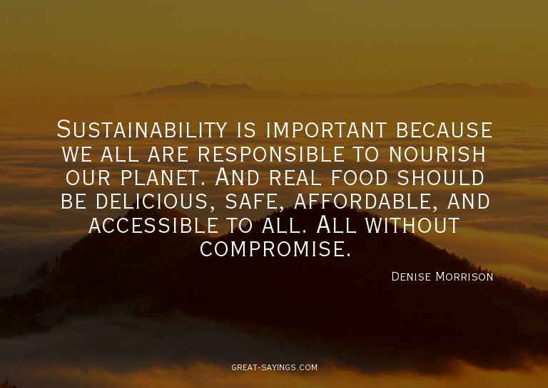 Sustainability is important because we all are responsi