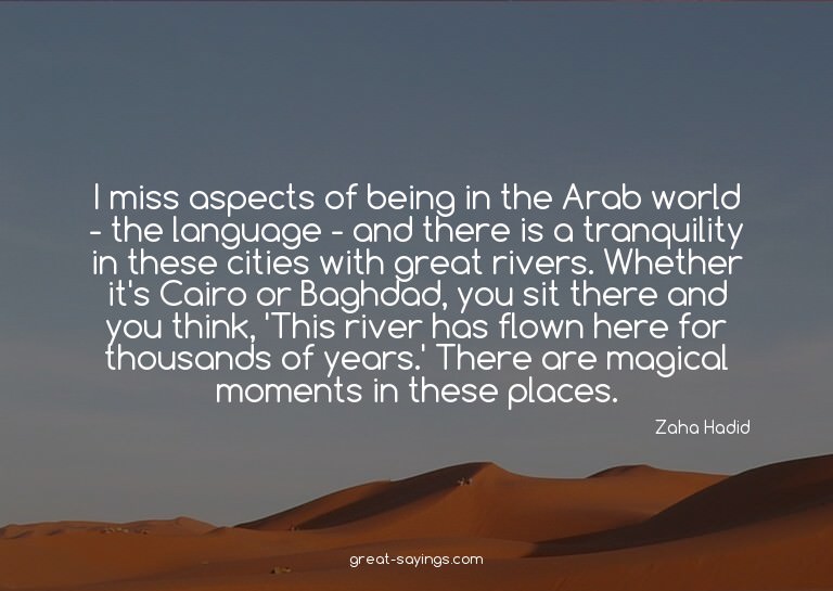 I miss aspects of being in the Arab world - the languag