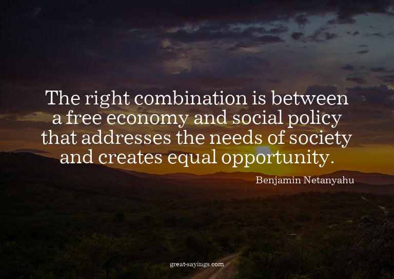 The right combination is between a free economy and soc