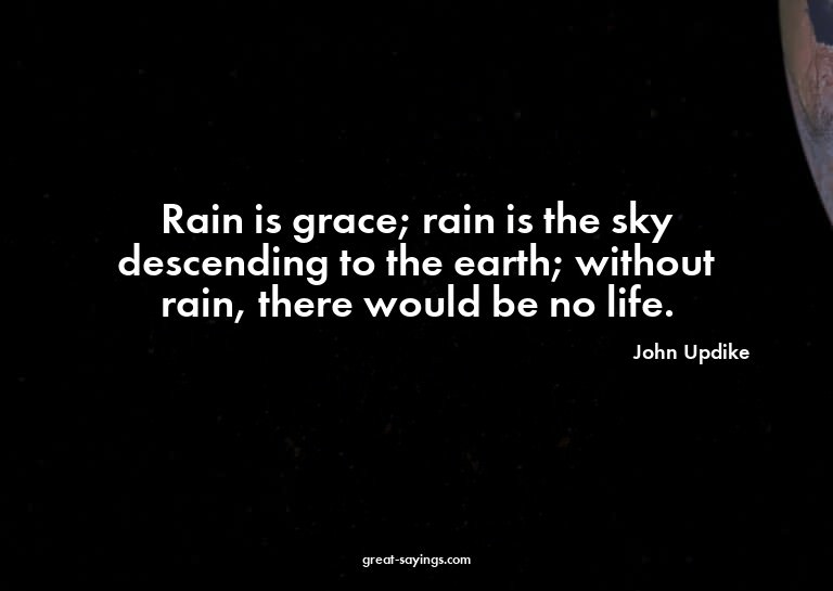Rain is grace; rain is the sky descending to the earth;