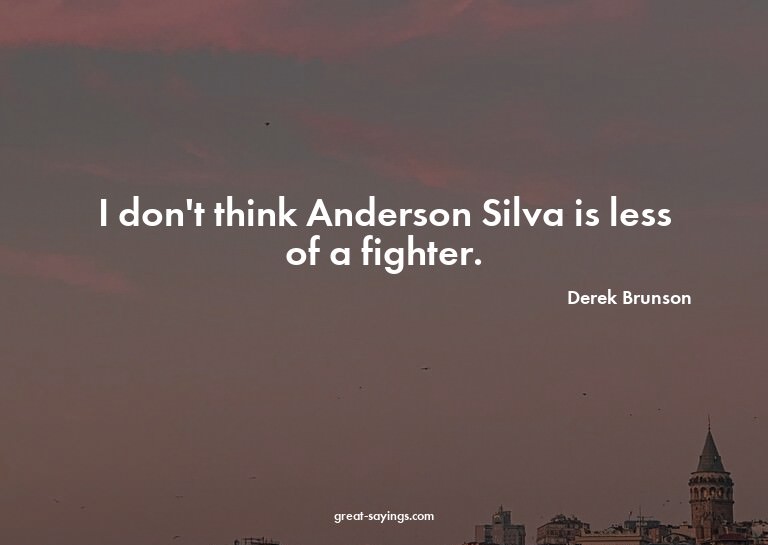 I don't think Anderson Silva is less of a fighter.


