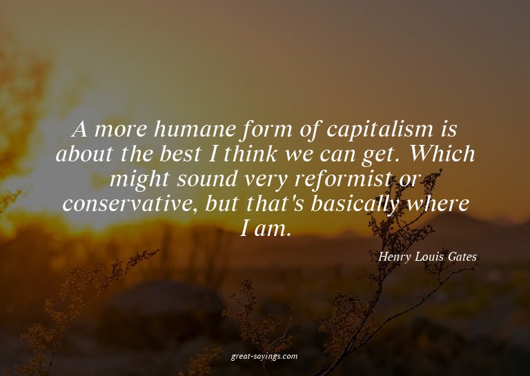 A more humane form of capitalism is about the best I th