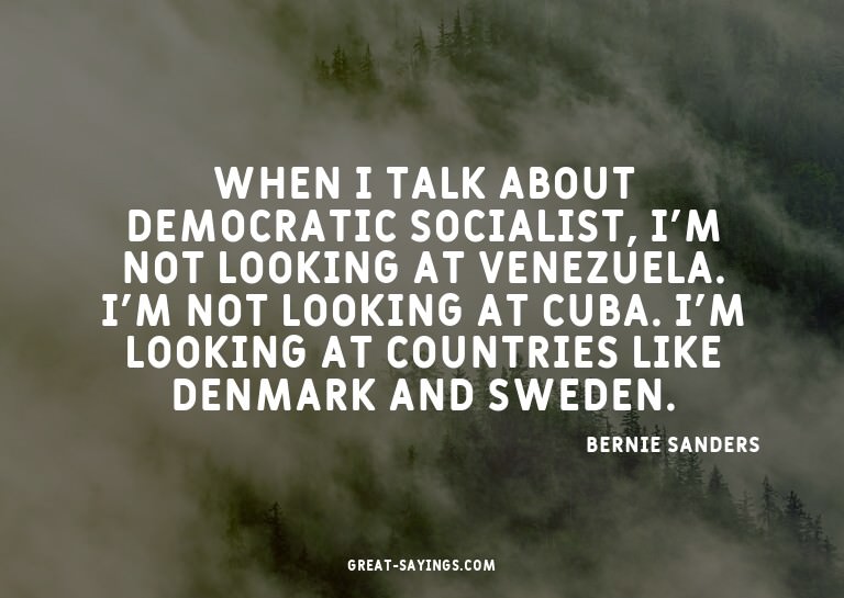 When I talk about democratic socialist, I'm not looking