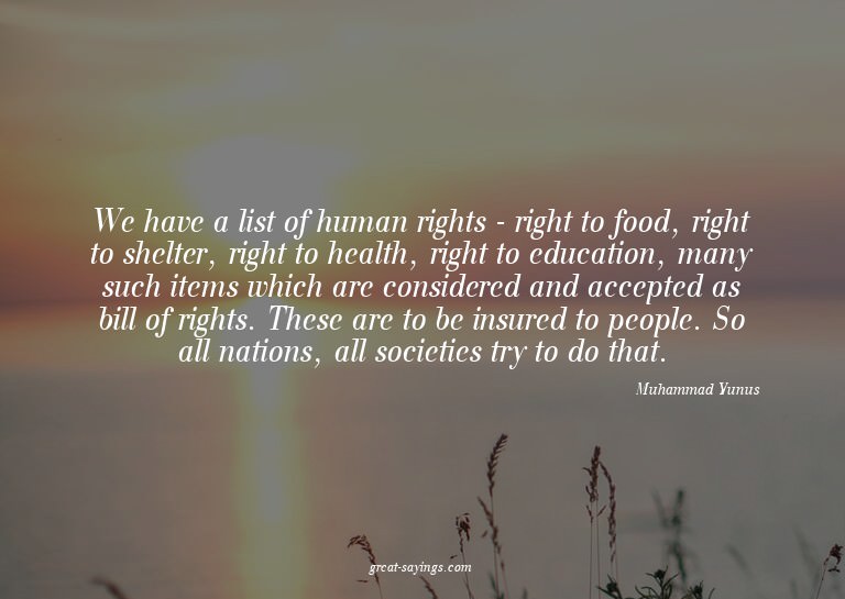 We have a list of human rights - right to food, right t
