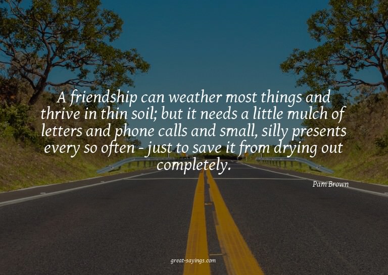 A friendship can weather most things and thrive in thin