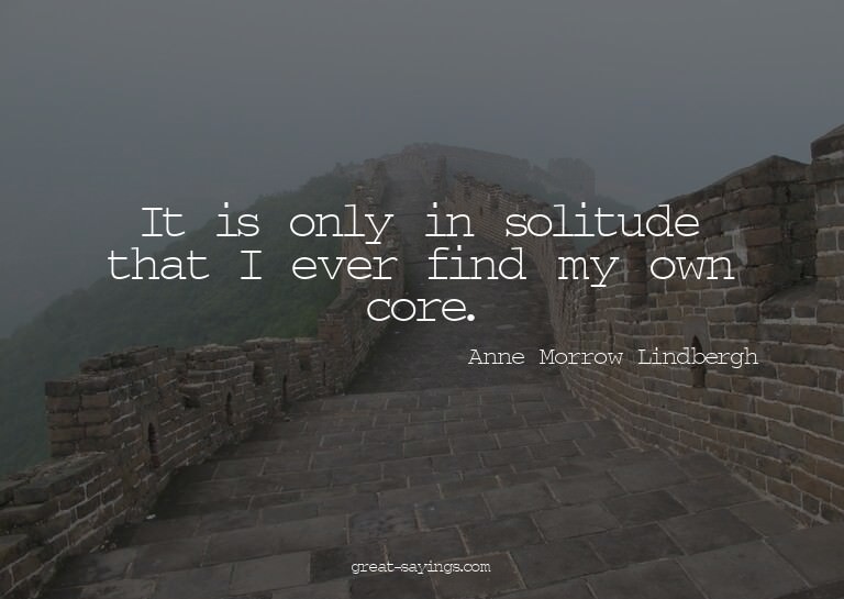 It is only in solitude that I ever find my own core.

