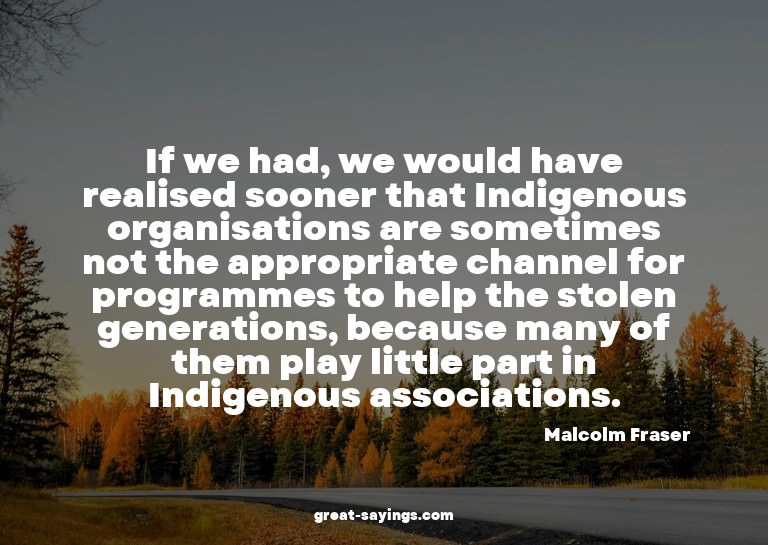 If we had, we would have realised sooner that Indigenou