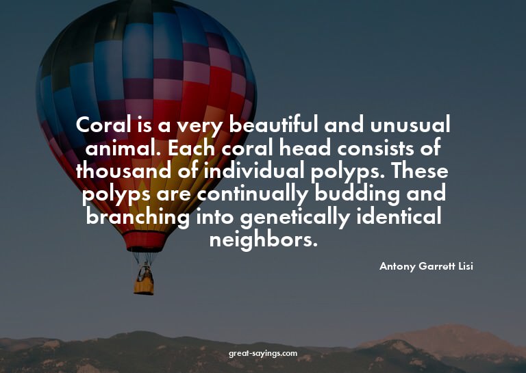 Coral is a very beautiful and unusual animal. Each cora