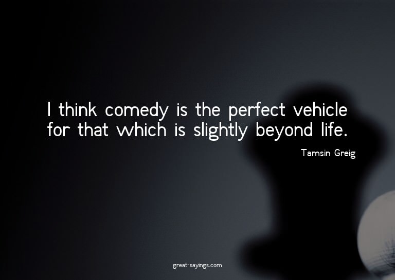I think comedy is the perfect vehicle for that which is