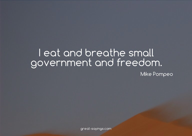 I eat and breathe small government and freedom.

