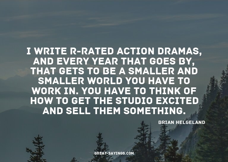 I write R-rated action dramas, and every year that goes