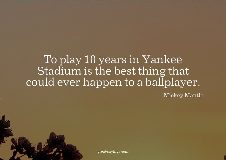 To play 18 years in Yankee Stadium is the best thing th