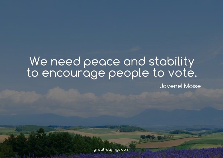 We need peace and stability to encourage people to vote