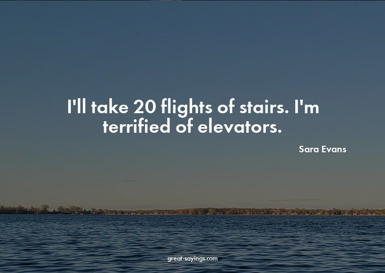 I'll take 20 flights of stairs. I'm terrified of elevat