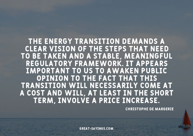 The energy transition demands a clear vision of the ste
