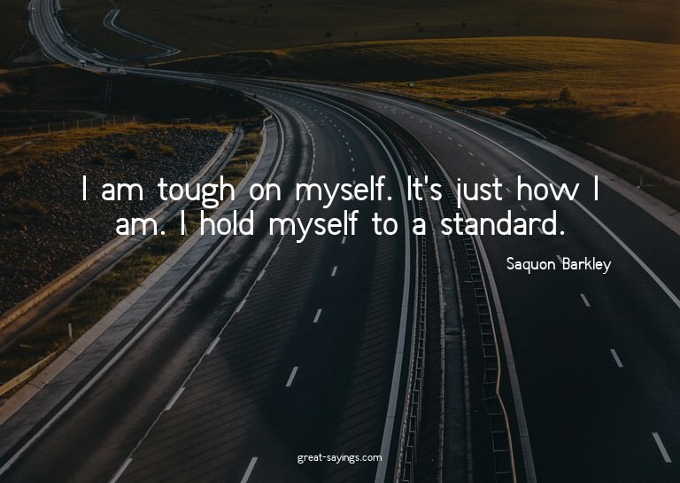 I am tough on myself. It's just how I am. I hold myself