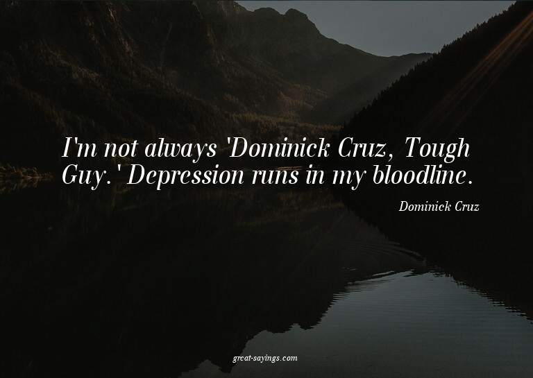 I'm not always 'Dominick Cruz, Tough Guy.' Depression r