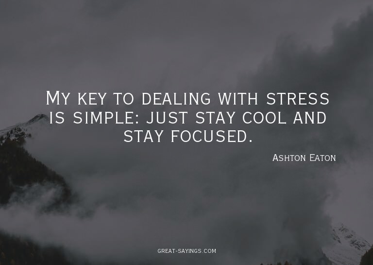 My key to dealing with stress is simple: just stay cool