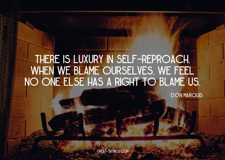 There is luxury in self-reproach. When we blame ourselv