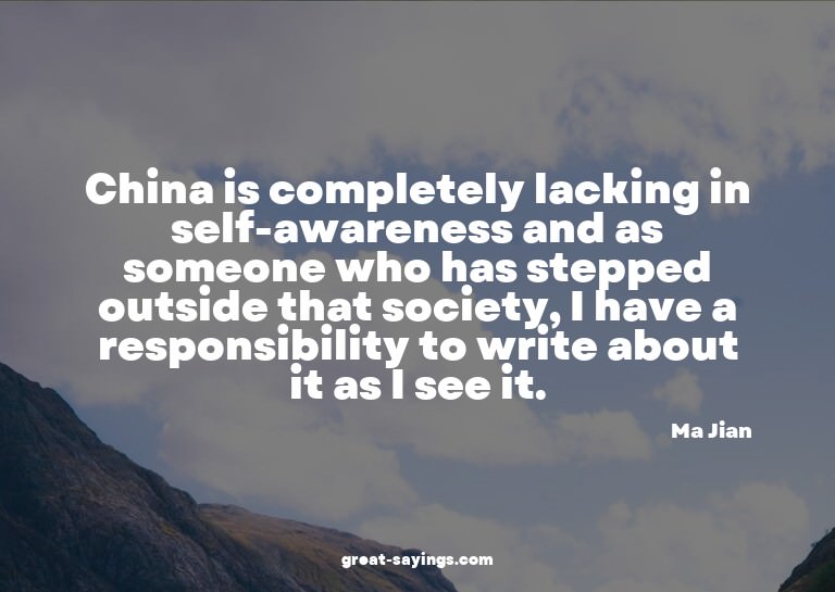 China is completely lacking in self-awareness and as so