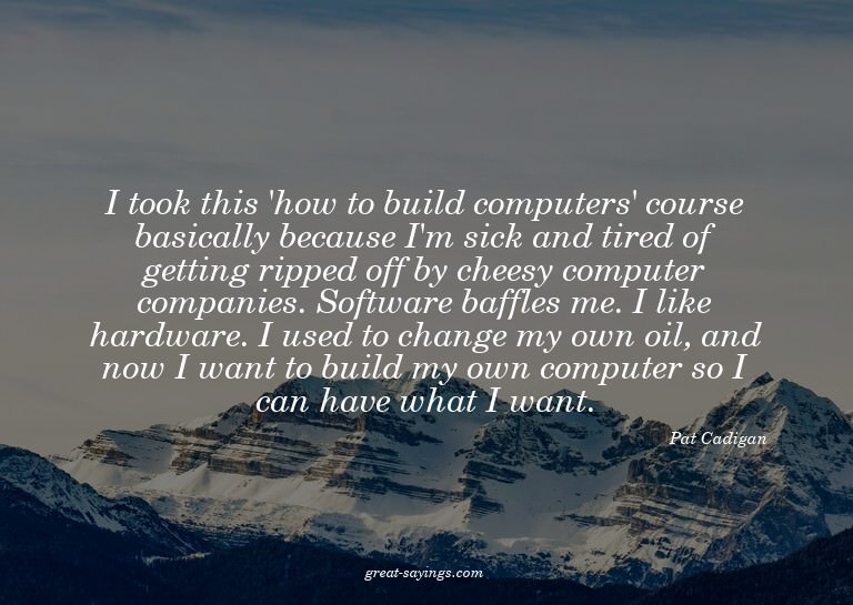 I took this 'how to build computers' course basically b
