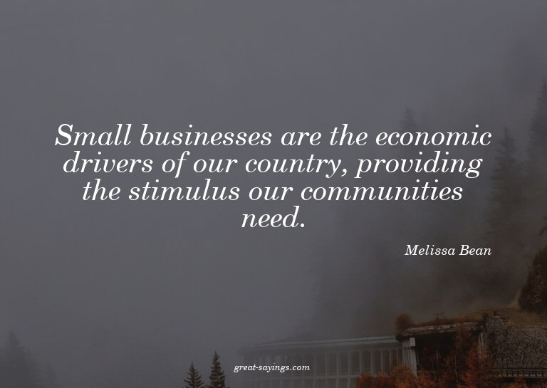 Small businesses are the economic drivers of our countr