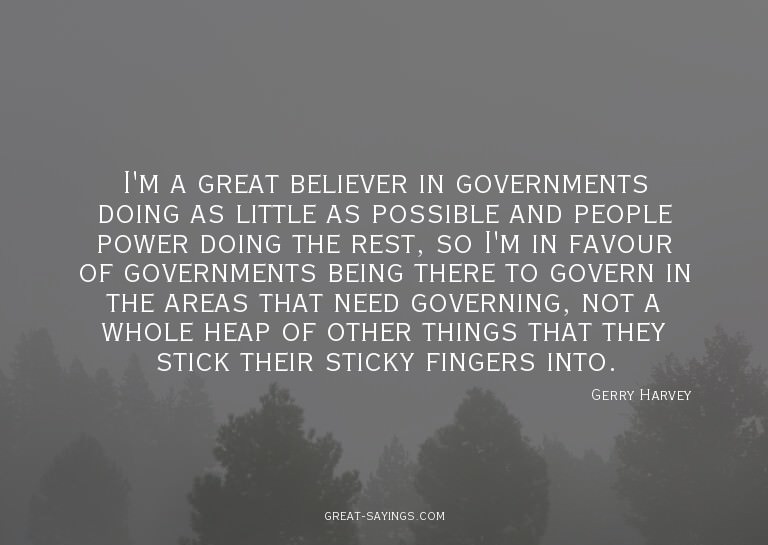 I'm a great believer in governments doing as little as