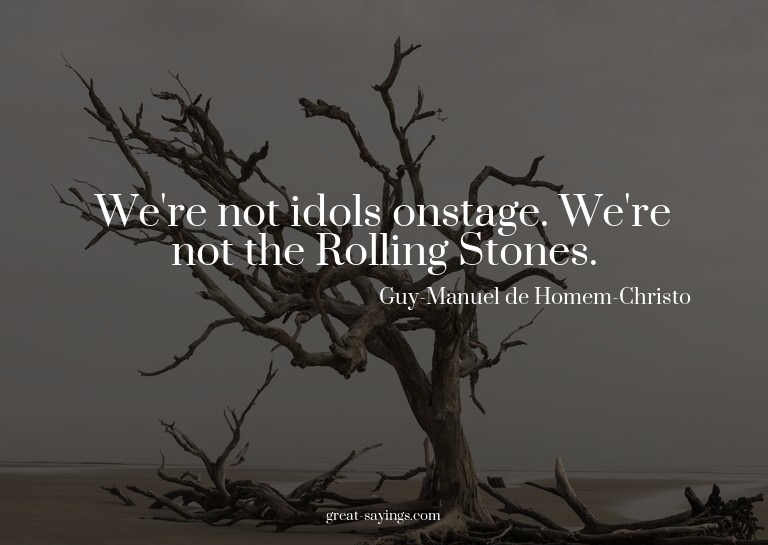 We're not idols onstage. We're not the Rolling Stones.

